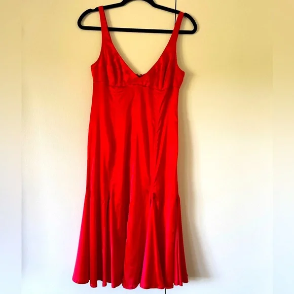 open lace back dress Vintage Roberto Cavalli Red Silk Chiffon Gown – NÜNÜ VINTAGE main image 1